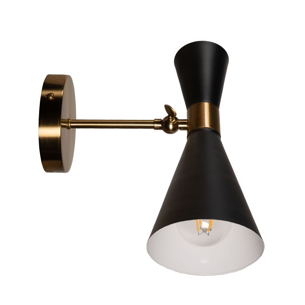 SH Home Decor - Calvin One Armed Black and Brass Metal Wall Sconce