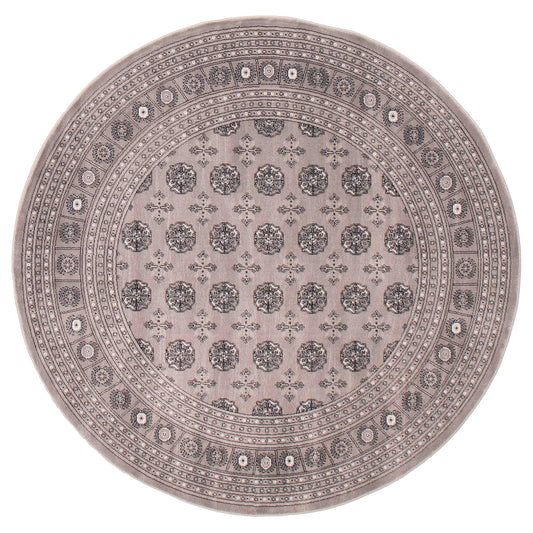 SH Home Decor - Tekke Grey Rug, Round 6'7" x 6'7"