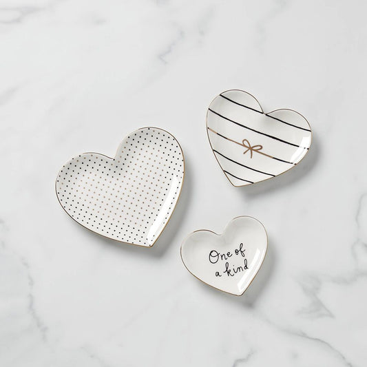 SH Home Decor - Kate Spade A Charmed Life Heart Catch All Dish Set of 3