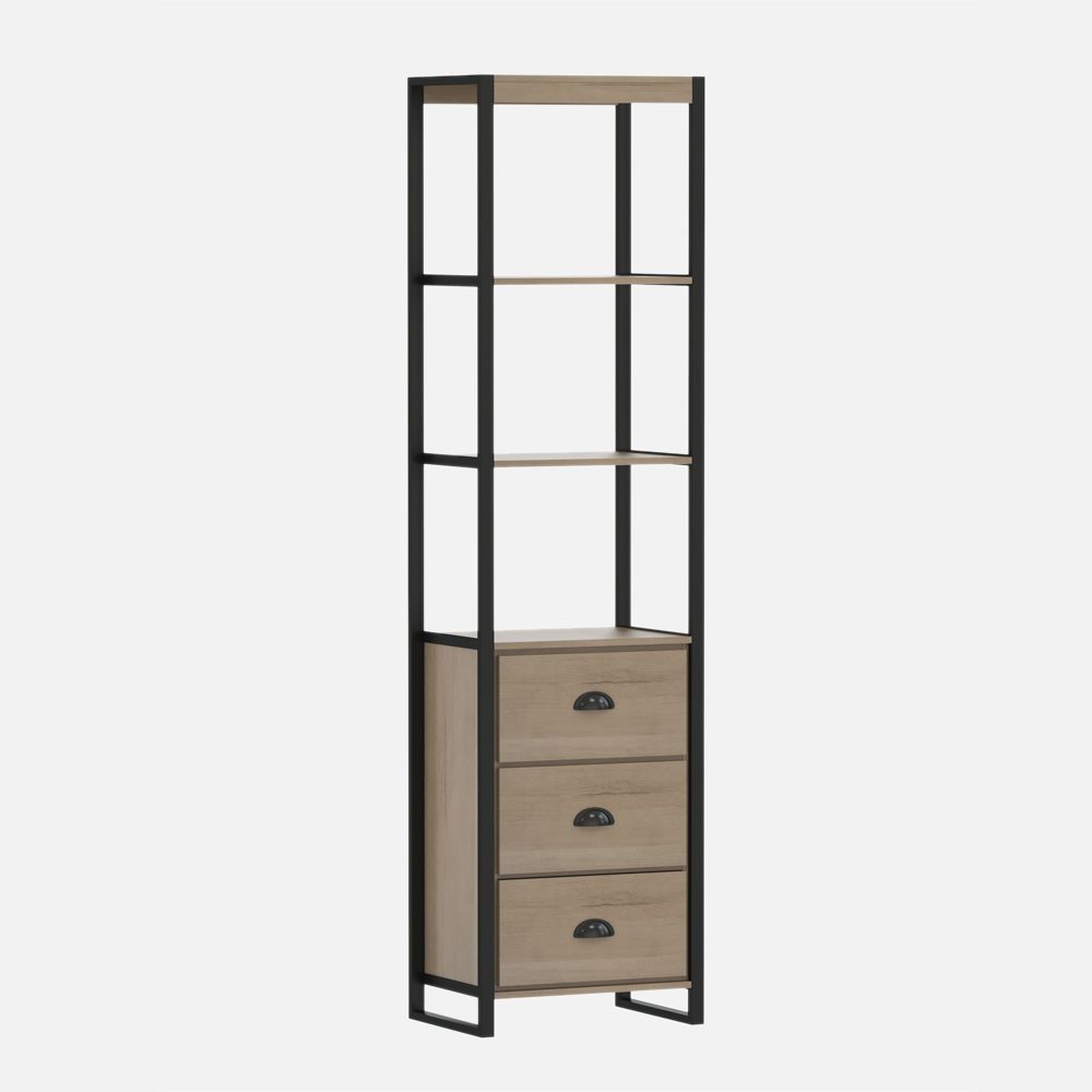 SH Home Decor - Luella Tall Cabinet - Natural and Black 65"