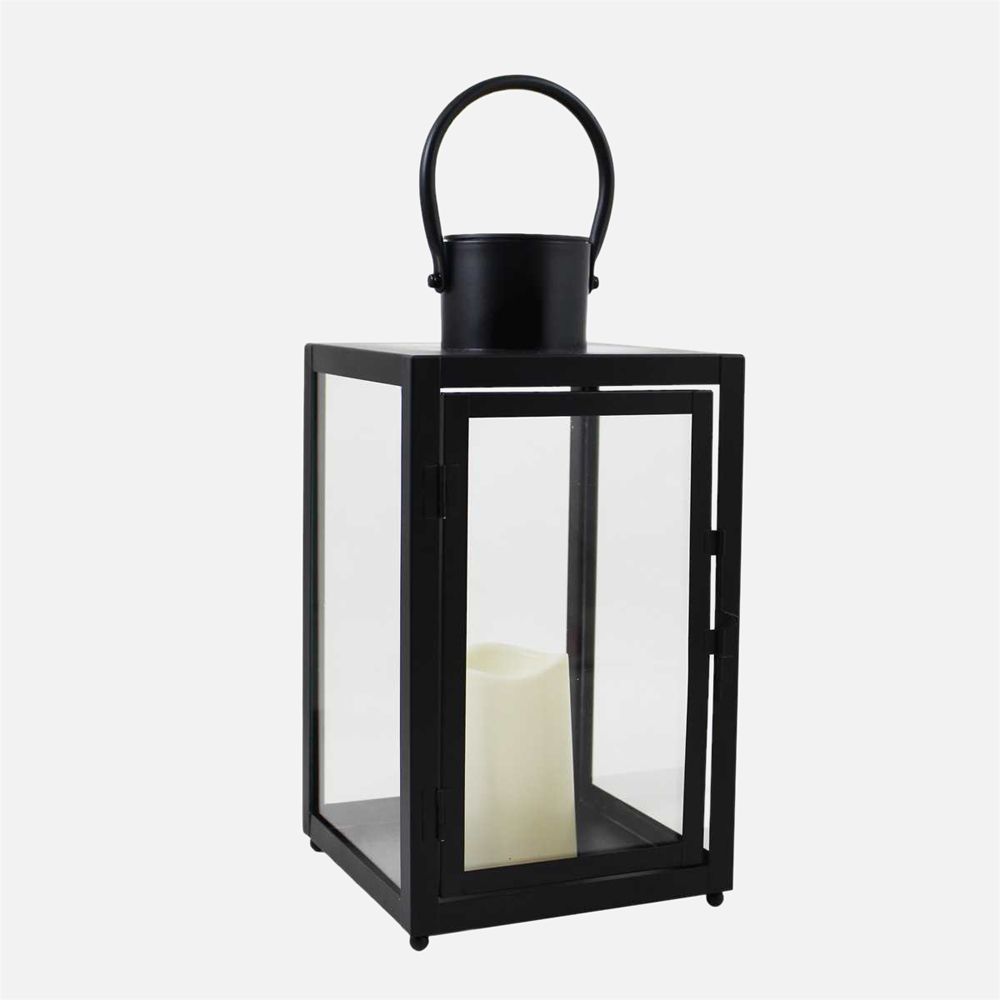 SH Home Decor - Black Lantern with LED Candle