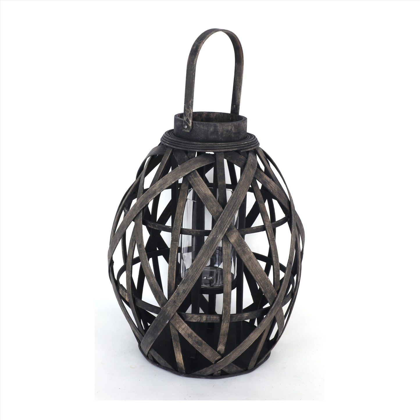 SH Home Decor - X Cage Look Lantern - Brown