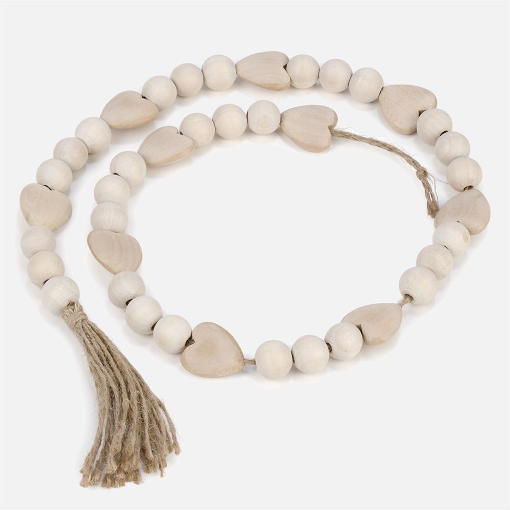 SH Home Decor - Natural Bead Garland with Tassel by Attitude Imports