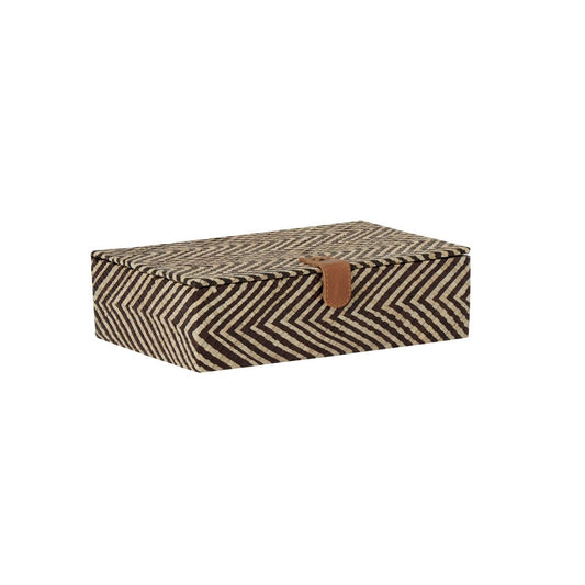 SH Home Decor - Pandan Chevron Leather Closure Storage Box by Torre & Tagus - Small